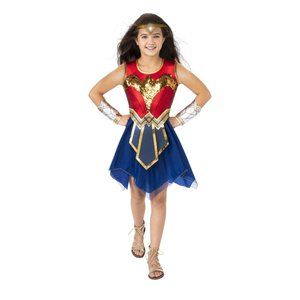 Wonder Woman Girls Sequin Dress Costume - medium